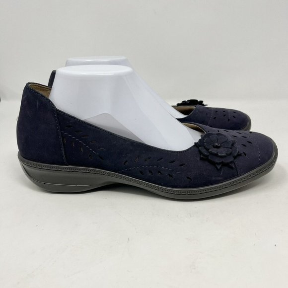 Hotter‎ Comfort Concepts Womens Flats  Vamp Dark Blue Suede Flower Size 9.5 - Picture 4 of 10